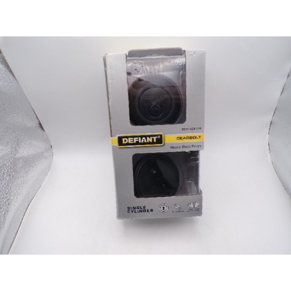 Defiant Single Cylinder Deadbolt Matte Black Finish 1003 429 114 Home Security